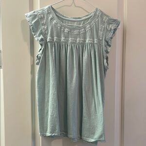 Lucky Brand Light Blue Embroidered Top